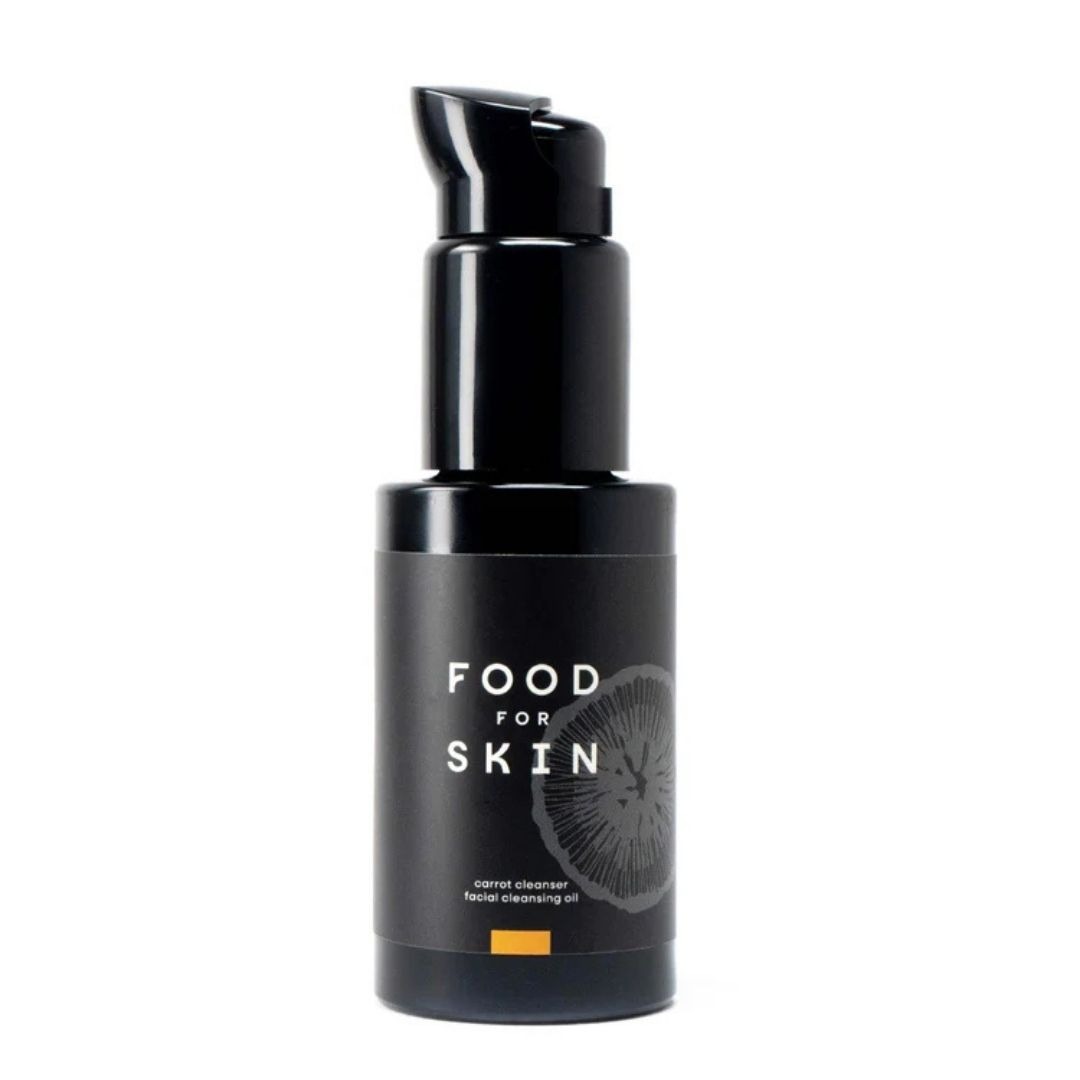 Olie gezichtsreiniger met wortelolie van Food for Skin in glazen verpakking