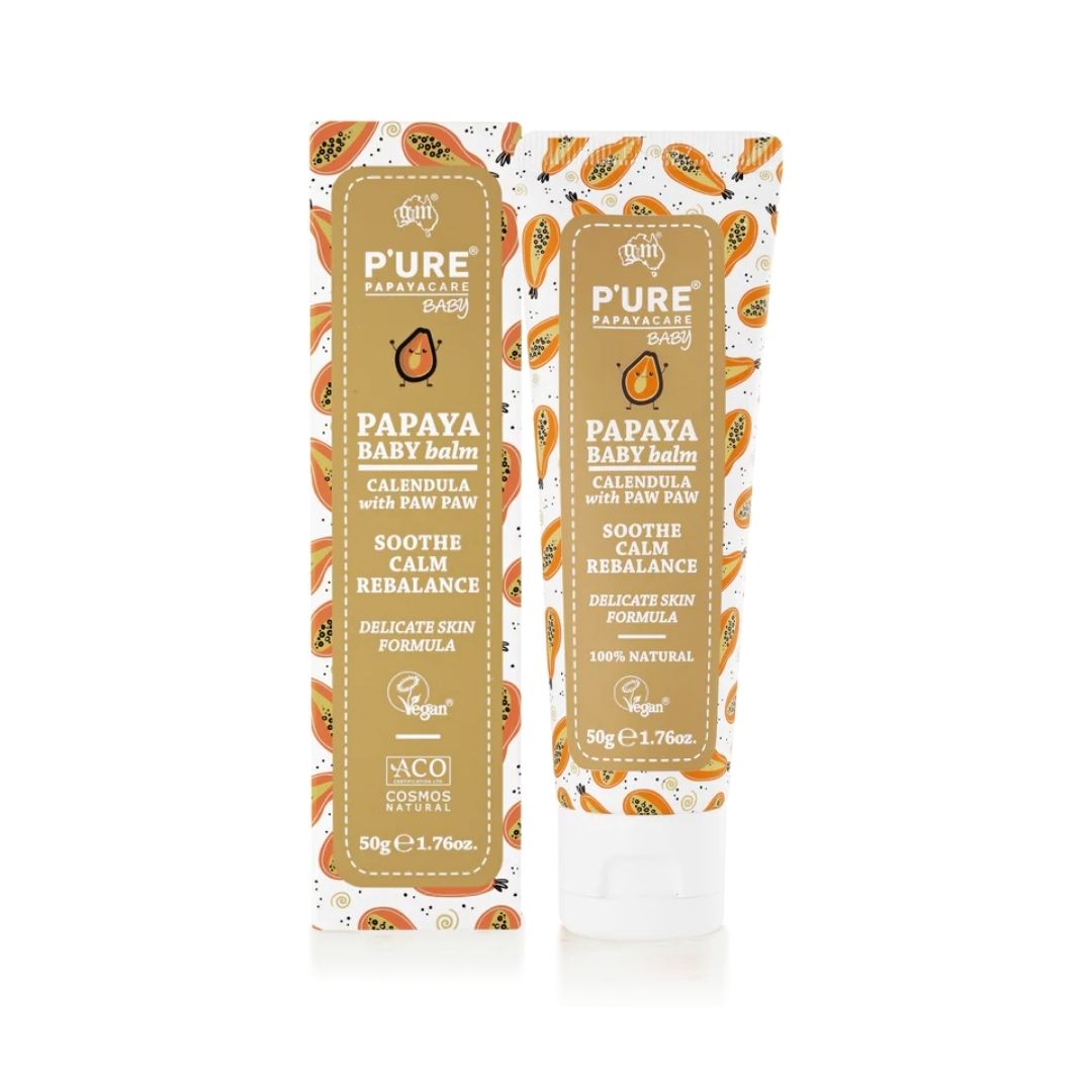 PURE Papaya Baby Balm natuurlijke luiercrème met papaja en calendula, vegan babybalsem