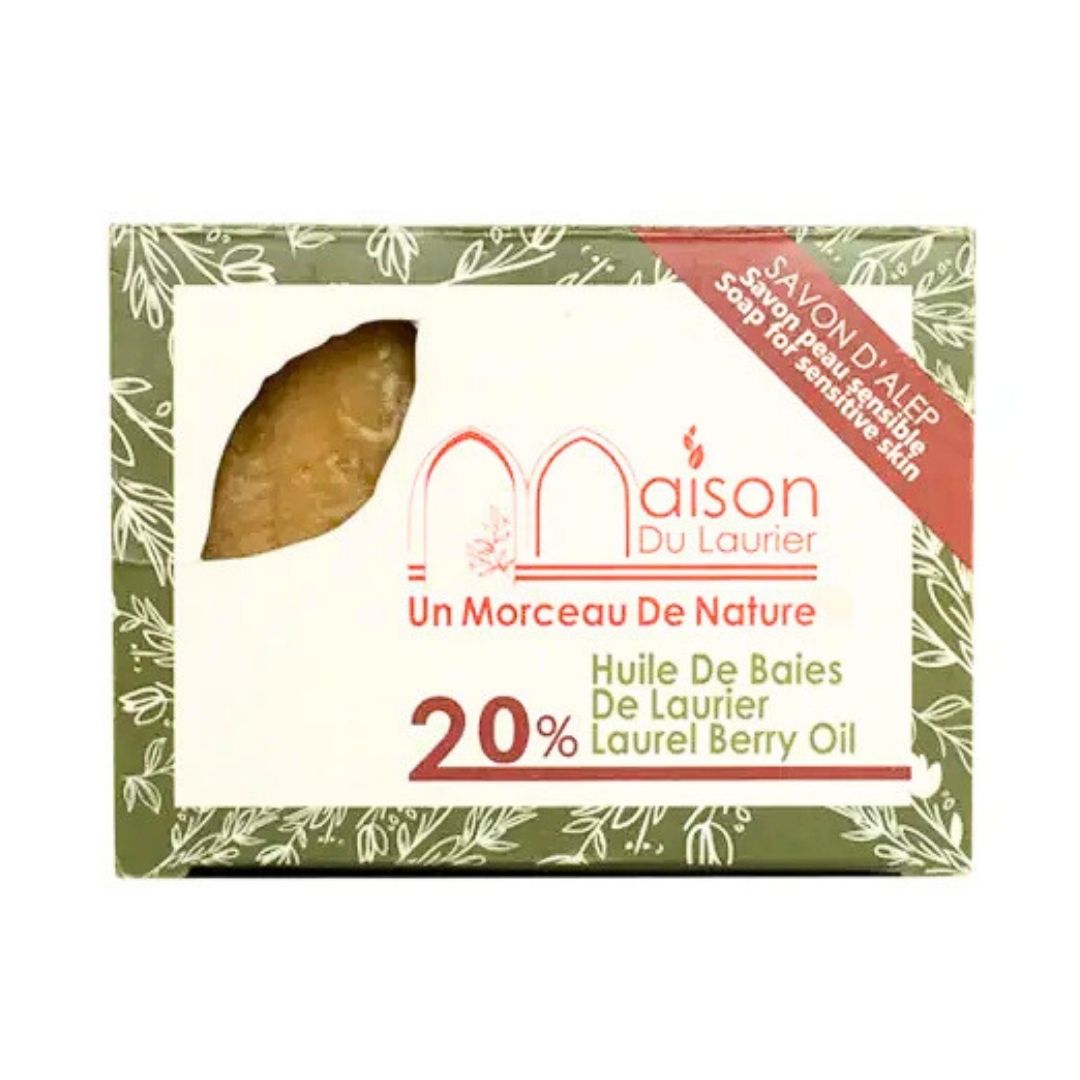 Maison du Laurier Aleppo Zeep 20% milde variant geschikt voor de gevoelige huid, plasticvrij en zero waste