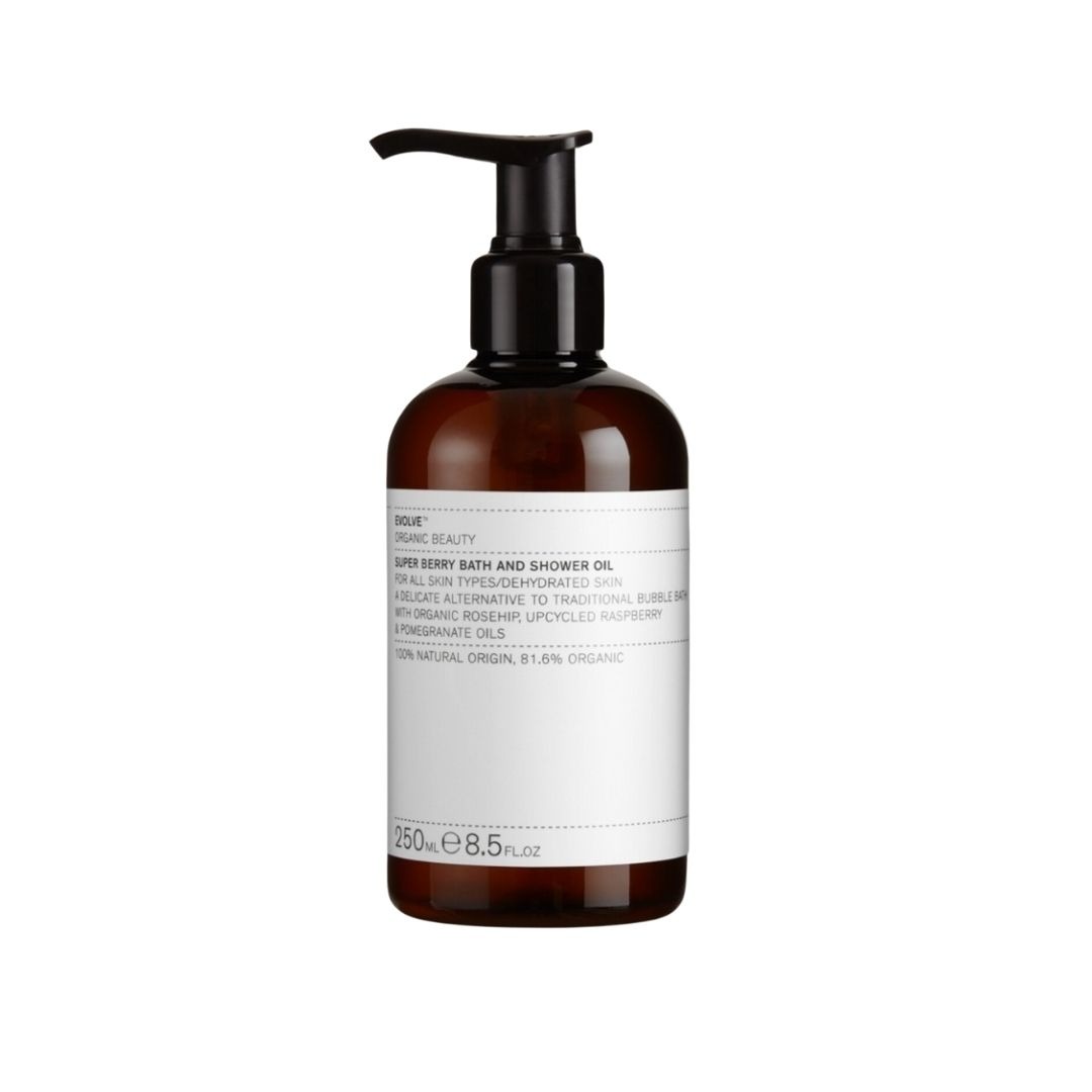 Evolve Super Berry Bath & Shower Oil – natuurlijke doucheolie voor droge huid, littekens en striae