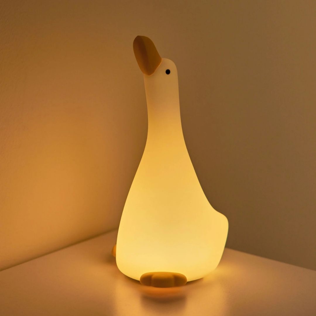 Nachtlampje Goose baby nachtlampje met warm licht in vorm van gans, oplaadbaar siliconen nachtlampje met timer