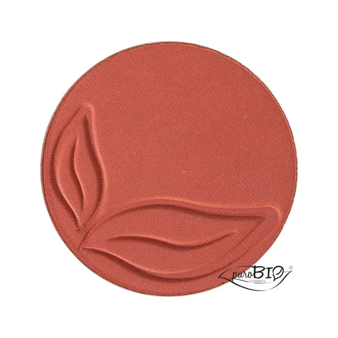 PuroBIO Blush Brick Mat 5,2 g, vegan matte blush met natuurlijke pigmenten en sheaboter, biologisch gecertificeerd en navulbaar