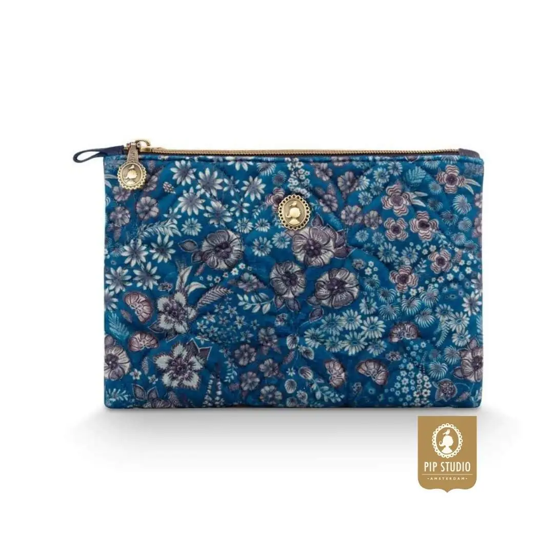 Toilettas Charly Medium Quilted Daisy Dreams Blauw, make-up pouch