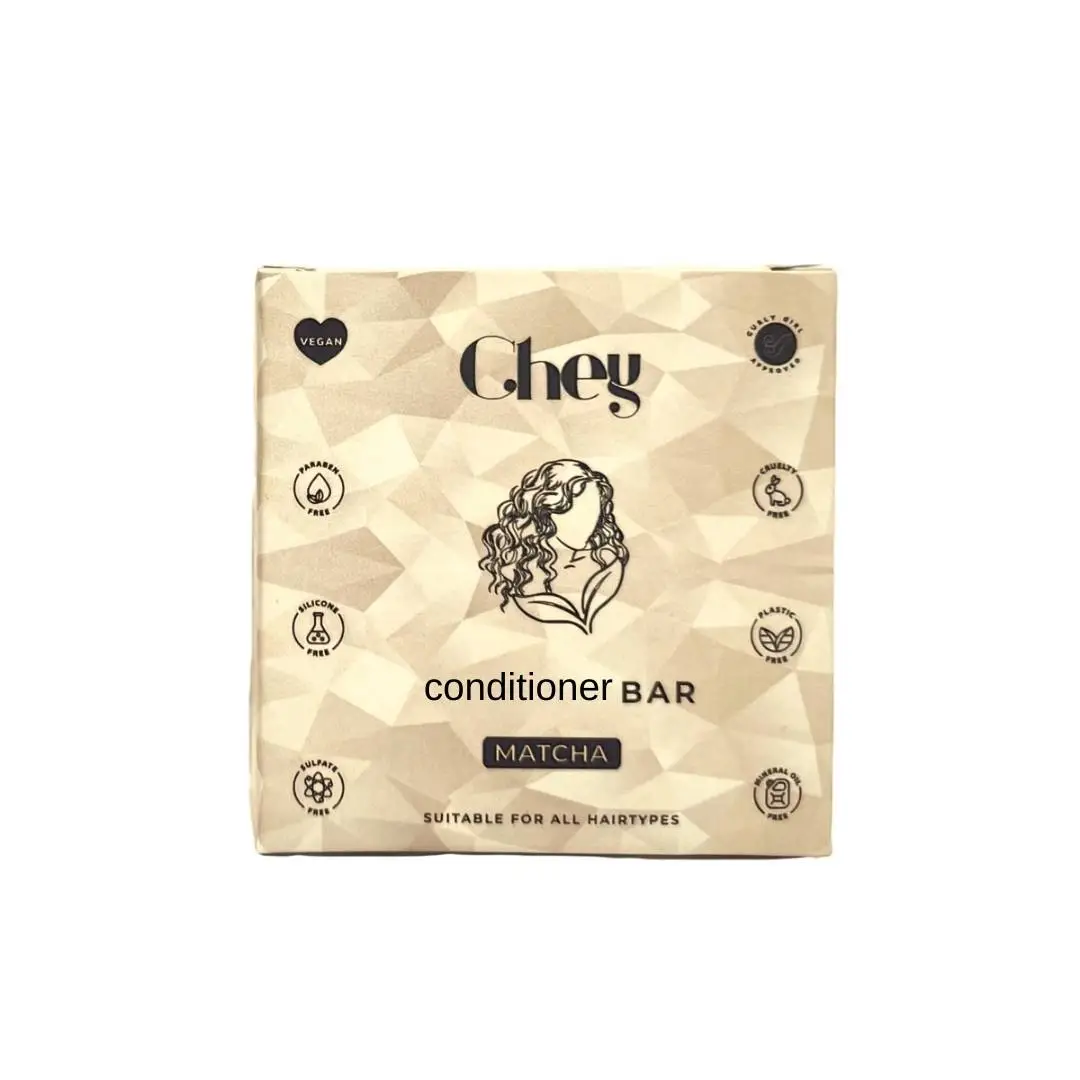 Chey Haircare Conditioner Bar Matcha 60 gram, plasticvrije haarverzorging met matcha, cacaoboter en sheaboter voor glanzend en gevoed haar