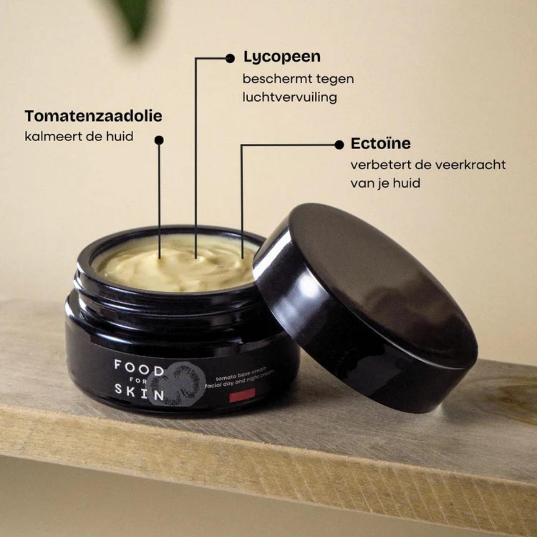 Romige vegan gezichtscrème die de huidbarrière ondersteunt met tomatenzaadolie, lycopeen en ectoine